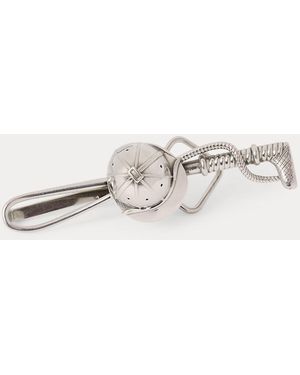 Ralph Lauren Sterling Polo Helmet Tie Bar - White