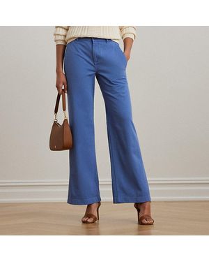 Ralph Lauren Cotton Twill Wide-Leg Trouser - Blue