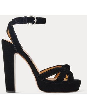 Ralph Lauren Plateausandalette Arding Aus Samt - Schwarz