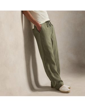 Polo Ralph Lauren Lateef Relaxed Fit Pleated Linen Trouser - Green