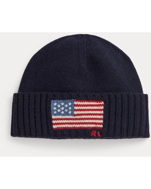Ralph Lauren Flag-Intarsia Wool-Blend Beanie - Blue