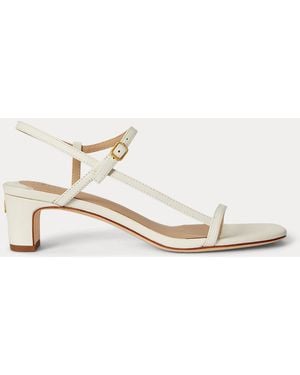 Ralph Lauren Lainee Mid-Heel Nappa Leather Sandal - White