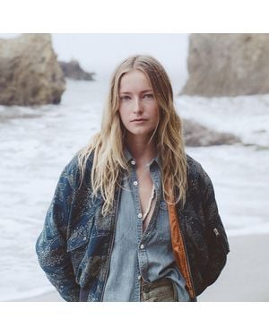 RRL Linen-Cotton Flight Jacket - Blue