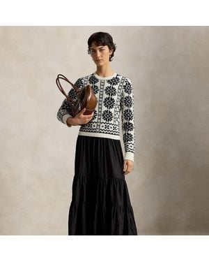 Polo Ralph Lauren Knit-Bodice Silk Tiered Dress - Black