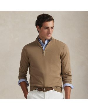 Ralph Lauren Cotton Quarter-Zip Mockneck Sweater - Green