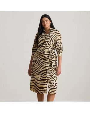 Ralph Lauren Ralph Lauren Zebra-Print Tie-Front Crepe Shirtdress - Metallic