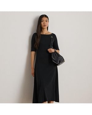 Ralph Lauren Stretch Cotton Midi Dress - Black