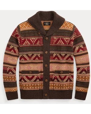 RRL Strickjacke Mit Schalkragen - Braun