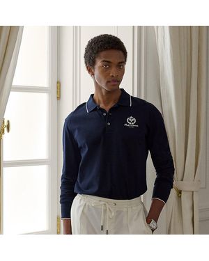 Ralph Lauren Polo En Piqué Avec Écusson Brodé - Bleu