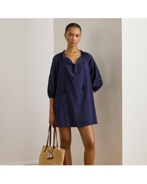 Ralph Lauren Biologisch Katoenen Broderie Tuniekjurk - Blauw