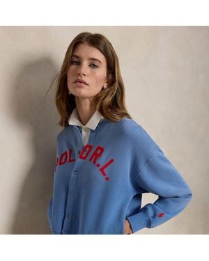 Ralph Lauren Logo Fleece Snapped Cardigan - Blue