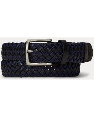 Ralph Lauren Leather & Braided Cord Woven Belt - Blue