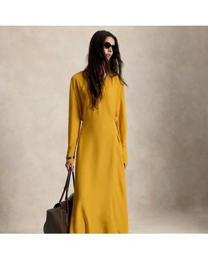 Ralph Lauren Tie-Front Crepe Dress - Yellow