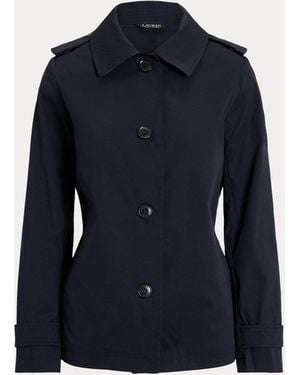 Ralph Lauren Embroidered-Crest Twill Trench Coat - Blue