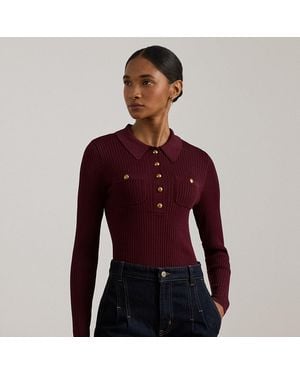Ralph Lauren Ralph Lauren Rib-Knit Long-Sleeve Polo Sweater - Red