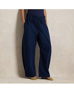 Ralph Lauren Cotton Curved Tapered Drawstring Pant - Blue