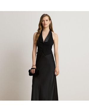 Ralph Lauren Double-Faced Crepe & Satin Gown - Black