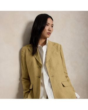 Ralph Lauren Single-Breasted Délavé Linen Blazer - Green