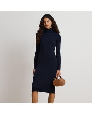 Ralph Lauren Wool Roll Neck Jumper Dress - Blue