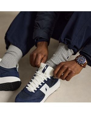 Polo Ralph Lauren Train 89 Suede And Oxford Trainer - Blue