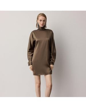 Ralph Lauren Candi Satin Cocktail Dress - Brown