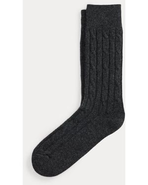 Ralph Lauren Cable-Knit Wool-Blend Socks - Black