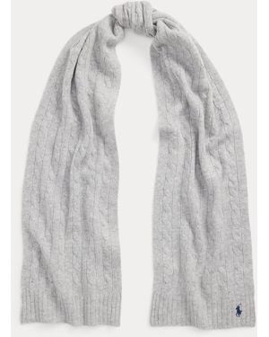 Polo Ralph Lauren Cable-Knit Wool-Cashmere Scarf - Purple