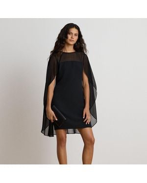 Ralph Lauren Georgette Cape Cocktail Dress - Black