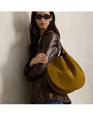 Ralph Lauren Polo Id Suede Large Shoulder Bag - Brown