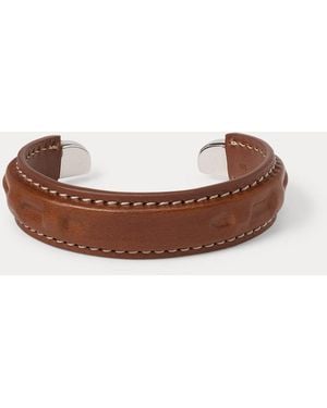 Ralph Lauren Calfskin-Wrapped Sterling Cuff - Brown
