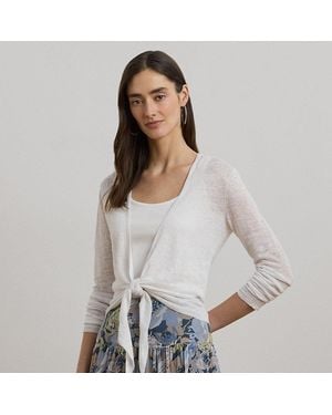 Ralph Lauren Cardigan En Lin Noué - Gris