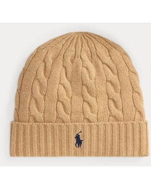 Ralph Lauren Cable-Knit Wool-Cashmere Beanie - Natural
