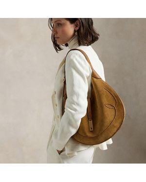Polo Ralph Lauren Grote Suède Western Polo Id Shoulder Tas - Naturel