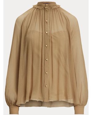 Ralph Lauren Chemisier Brooklyn En Mousseline De Soie - Neutre