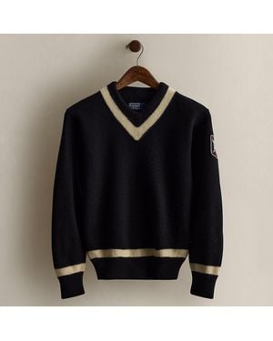 Ralph Lauren 2007 Crest Wool V-Neck Sweater - Black