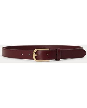 Ralph Lauren Rounded-Buckle Leather Skinny Belt - Brown