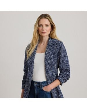 Ralph Lauren Cotton-Blend Bouclé Wrap Coat - Blue