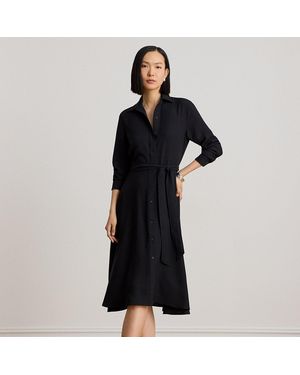 Ralph Lauren Belted Double-Faced Georgette Shirtdress - Black