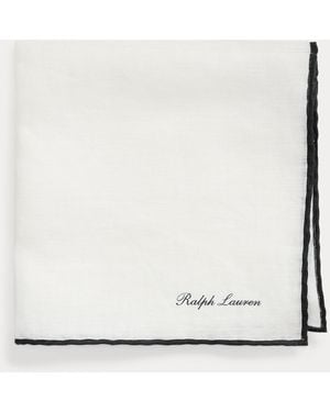 Ralph Lauren Tipped Linen Pocket Square - White