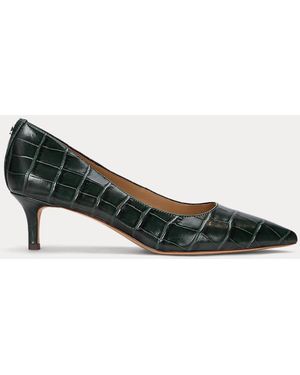 Ralph Lauren Adrienne Crocodile-Embossed Leather Pump - Green