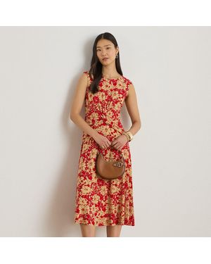 Ralph Lauren Floral Twist-Front Stretch Jersey Dress - Red