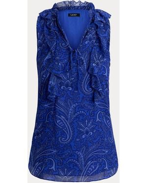 Ralph Lauren Blusa De Georgette Con Estampado Paisley - Azul