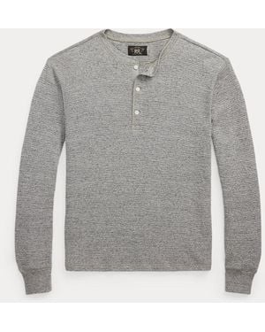 RRL Gefärbtes Henley Aus Waffelpiqué - Grau