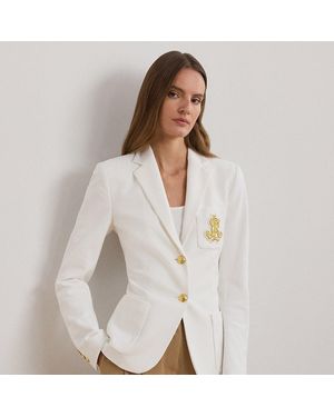 Ralph Lauren Petite - Blazer in jacquard con ricamo - Bianco