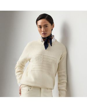 Ralph Lauren Flag Cashmere-Blend Crewneck Jumper - Natural