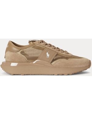 Ralph Lauren Train 89 Mesh-Suede Trainer - Natural