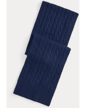 Ralph Lauren Cable-Knit Cashmere Scarf - Blue