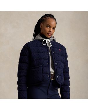 Polo Ralph Lauren Cable Wool-Cashmere Snapped Jacket - Blue