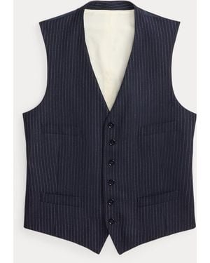 Ralph Lauren Hand-Tailored Striped Wool Waistcoat - Blue