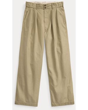 RRL Hawkes Wide-Leg Pleated Slub Cotton-Twill Chinos - Natural
